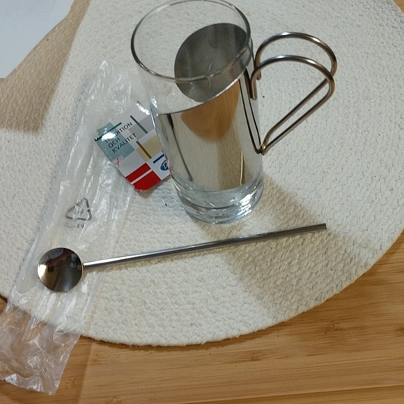 5 For 25.00/Irish Coffee Cup/Darry Latte stainless/glass cup w/ spoon,NWT - Picture 6 of 6